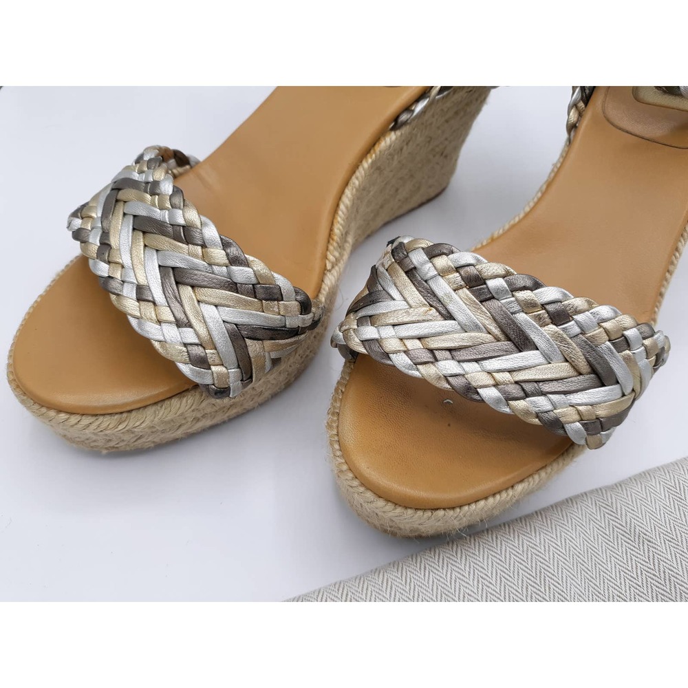 *SOLD*HERMES SOFIA METALLIC BRAIDED STRAP WEDGES - Picture 5 of 11